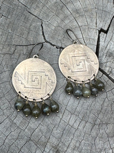 XL Bronze Ximalli & Labradorite drops earrings