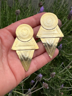 Gold Coyolxauhqui Post Earrings
