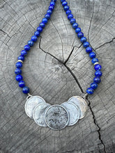Load image into Gallery viewer, Sterling Coyolxauhqui Necklace with Lapis