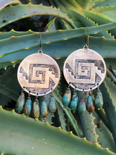 Load image into Gallery viewer, Bronze Ximalli &amp; Turquoise drops earrings