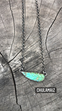 Carved Turquoise Leaf Chain Necklace