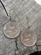 Load image into Gallery viewer, Bronze Coyolxauhqui disc earrings