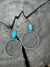 Load image into Gallery viewer, Turquoise Silver hoops