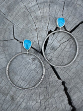 Load image into Gallery viewer, Turquoise &amp; Sterling Silver hoops