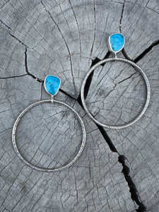 Turquoise & Sterling Silver hoops