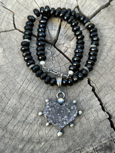 Amethyst Druzy with Onyx necklace