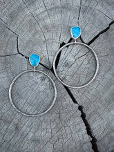 Load image into Gallery viewer, Turquoise &amp; Sterling Silver hoops