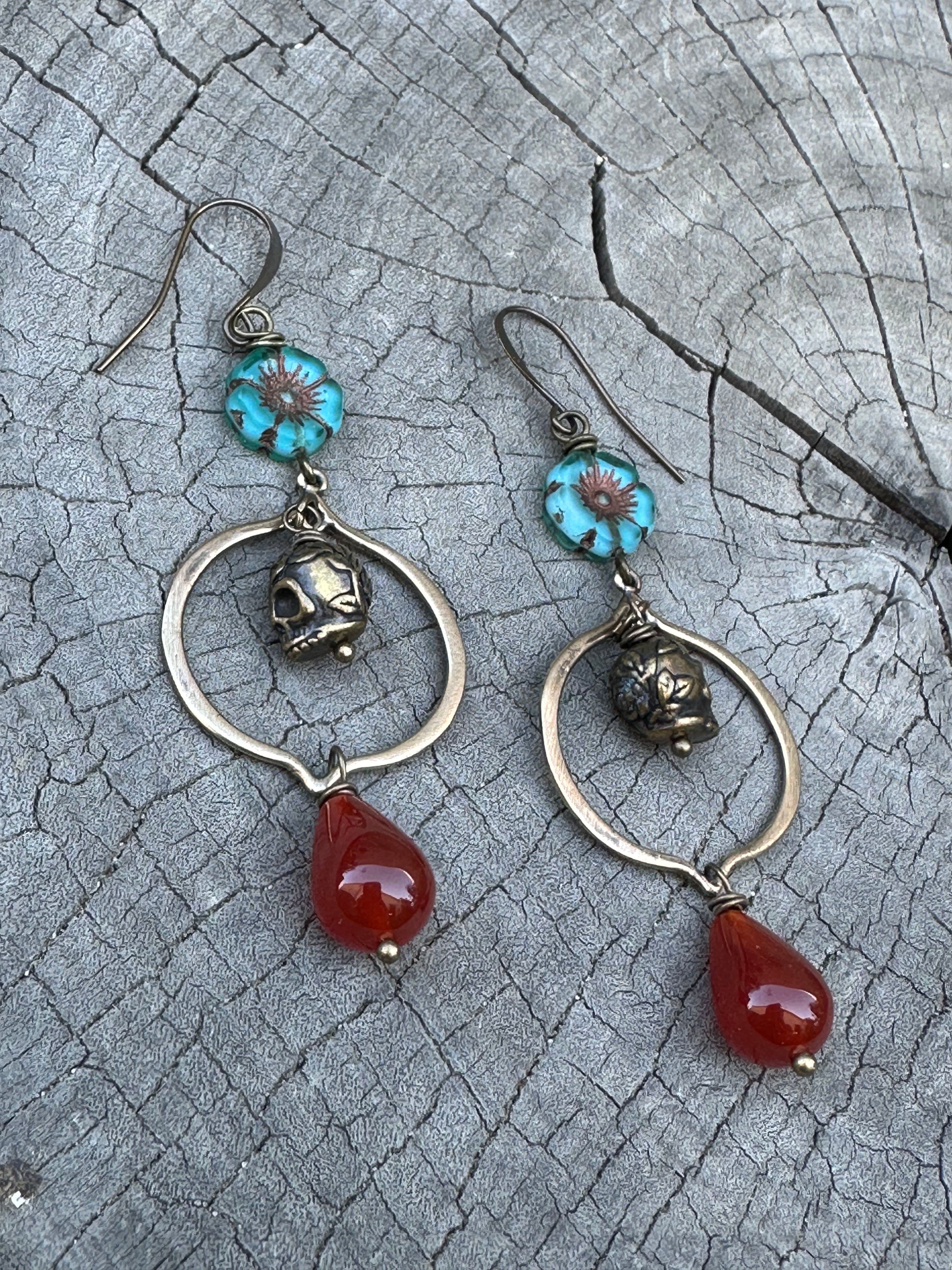 Bronze Calacas & Carnelian