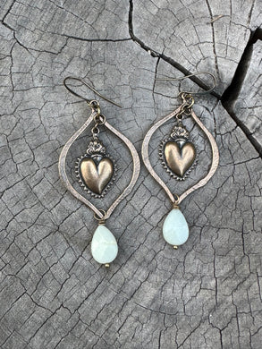 Bronze sacred heart earrings