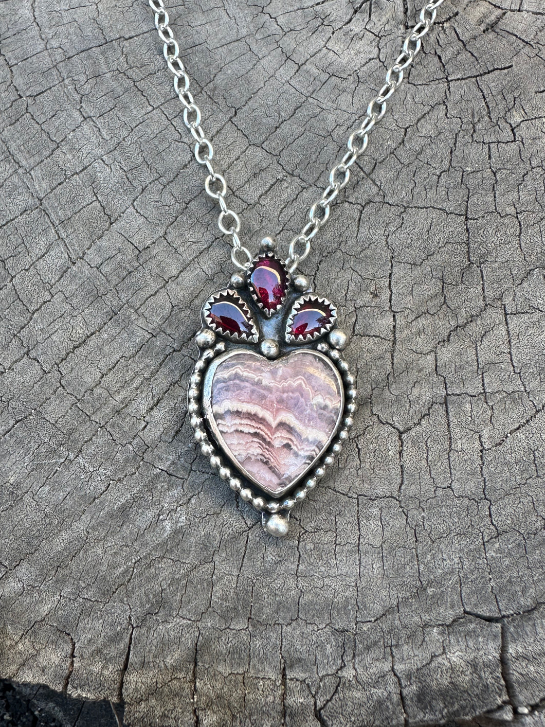 Rhodochrosite Heart Pendant necklace