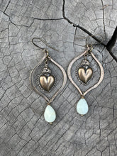 Load image into Gallery viewer, Bronze sacred heart earrings