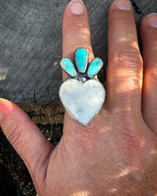 Load image into Gallery viewer, Quartz &amp; Turquoise Sacred Heart Ring