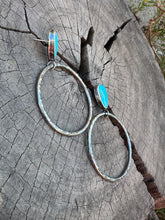 Load image into Gallery viewer, Turquoise Silver hoops