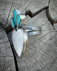 Quartz & Turquoise Sacred Heart Ring