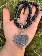 Load image into Gallery viewer, Amethyst Druzy with Onyx necklace
