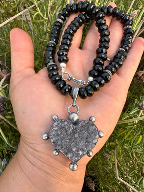 Amethyst Druzy with Onyx necklace