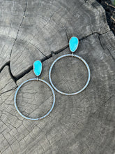 Load image into Gallery viewer, Turquoise Silver hoops