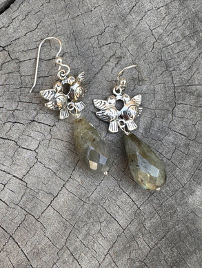 Lovebirds with Faceted Labradorite earrings