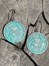 Load image into Gallery viewer, Bronze Coyolxauhqui disc earrings w patina