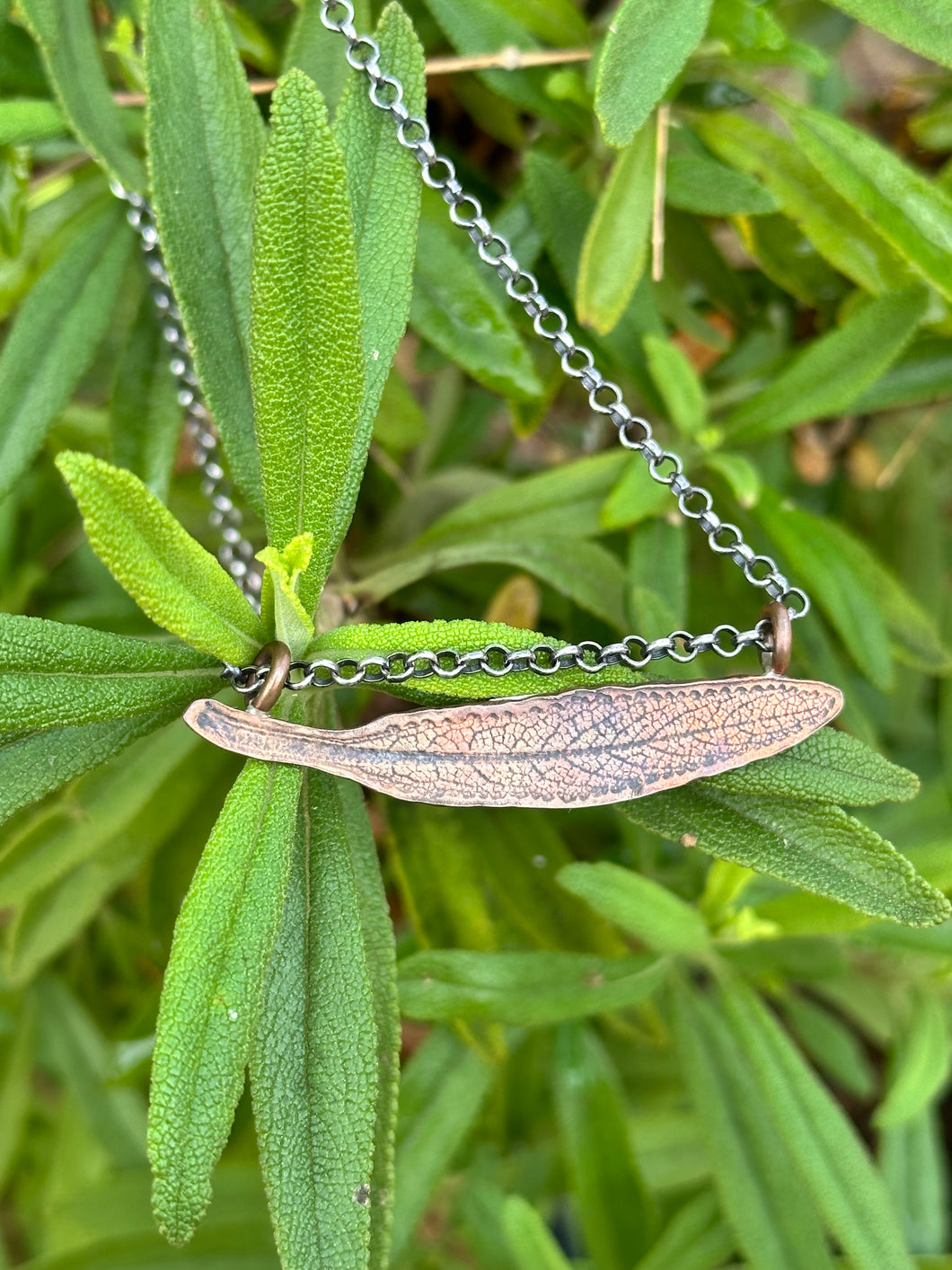 Black Sage Copper Leaf necklace