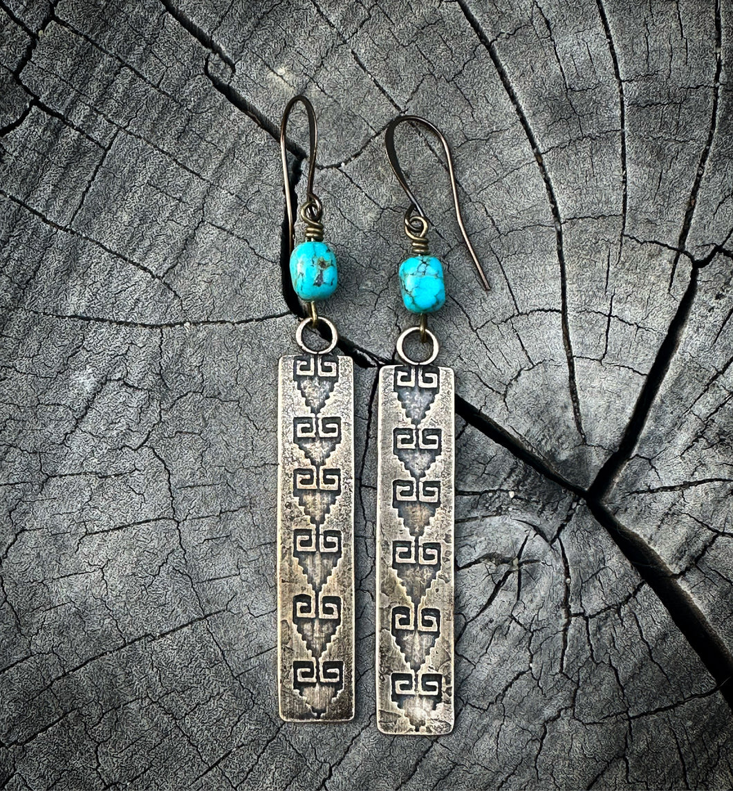 Turquesa & Bronze Grecas earrings