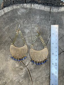Mitla hoops with faceted sodalite beads