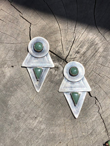 Reserved for Georgina ~ Coyolxauhqui de Jade Post Earrings
