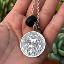 Load image into Gallery viewer, Sterling silver Coyolxauhqui disc &amp; Jade necklace