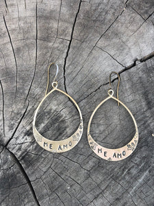 Me Amo stamped hoops