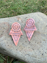 Load image into Gallery viewer, Copper Coyolxauhqui earrings XtraLarge