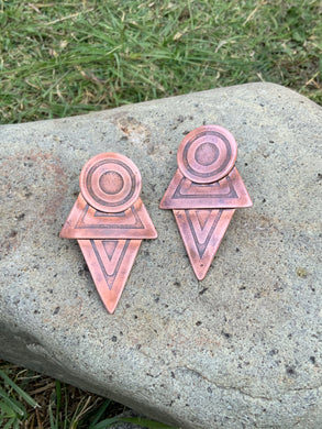 Copper Coyolxauhqui earrings XtraLarge