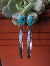 Load image into Gallery viewer, Turquoise with stamped hoops