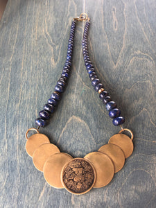Coyolxauhqui Necklace with Lapis