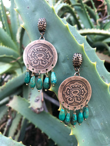 Bronze Xóchitl & turquoise Earrings