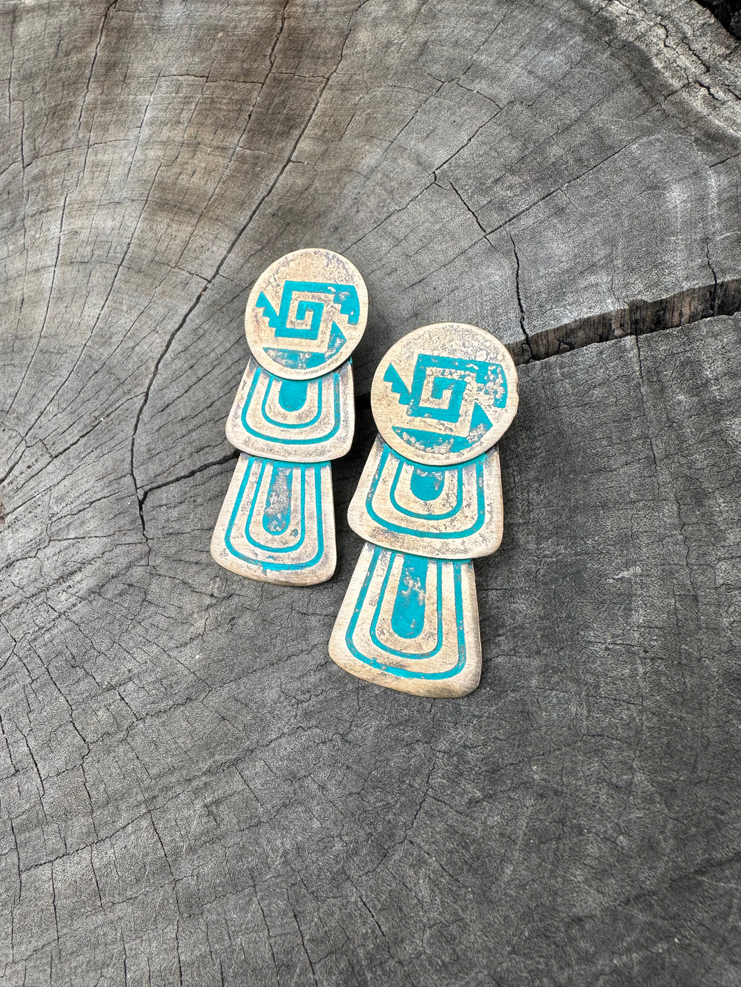 Ximalli post earrings with teal