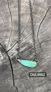 Carved Turquoise Leaf Chain Necklace
