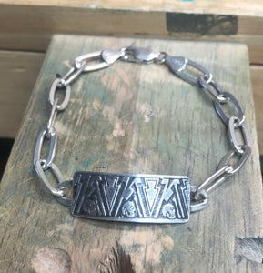 Silver Mitla Oval link bracelet