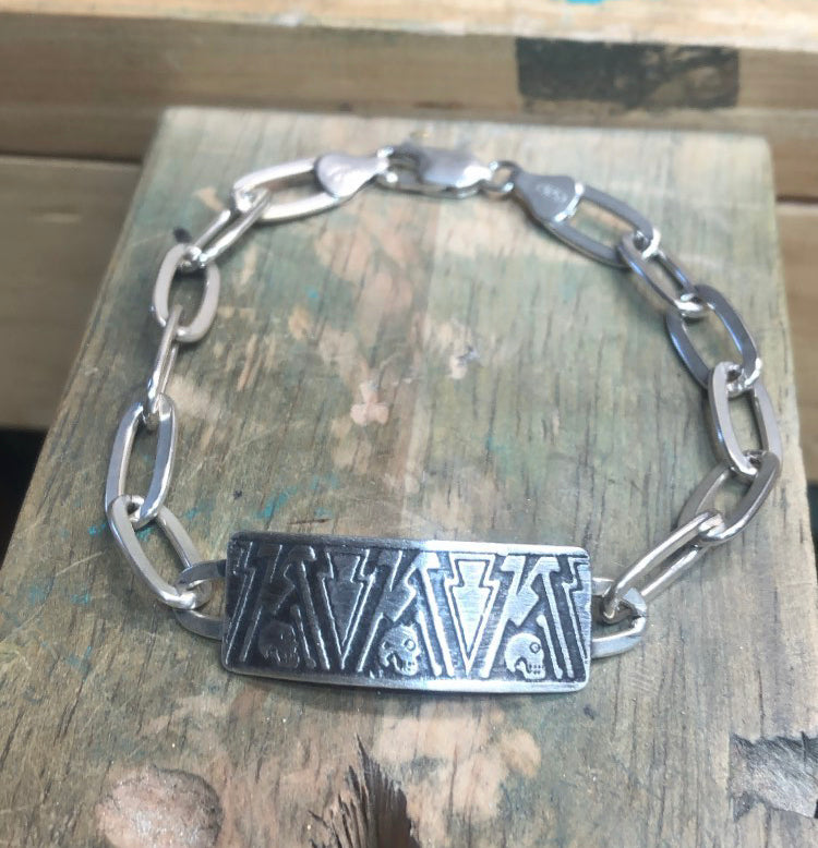 Silver Mitla Oval link bracelet