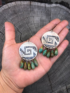 Bronze Ximalli & Turquoise drops earrings