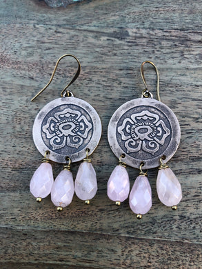 Bronze Xóchitl & rose quartz Earrings