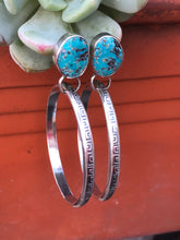 Load image into Gallery viewer, Turquoise with stamped hoops