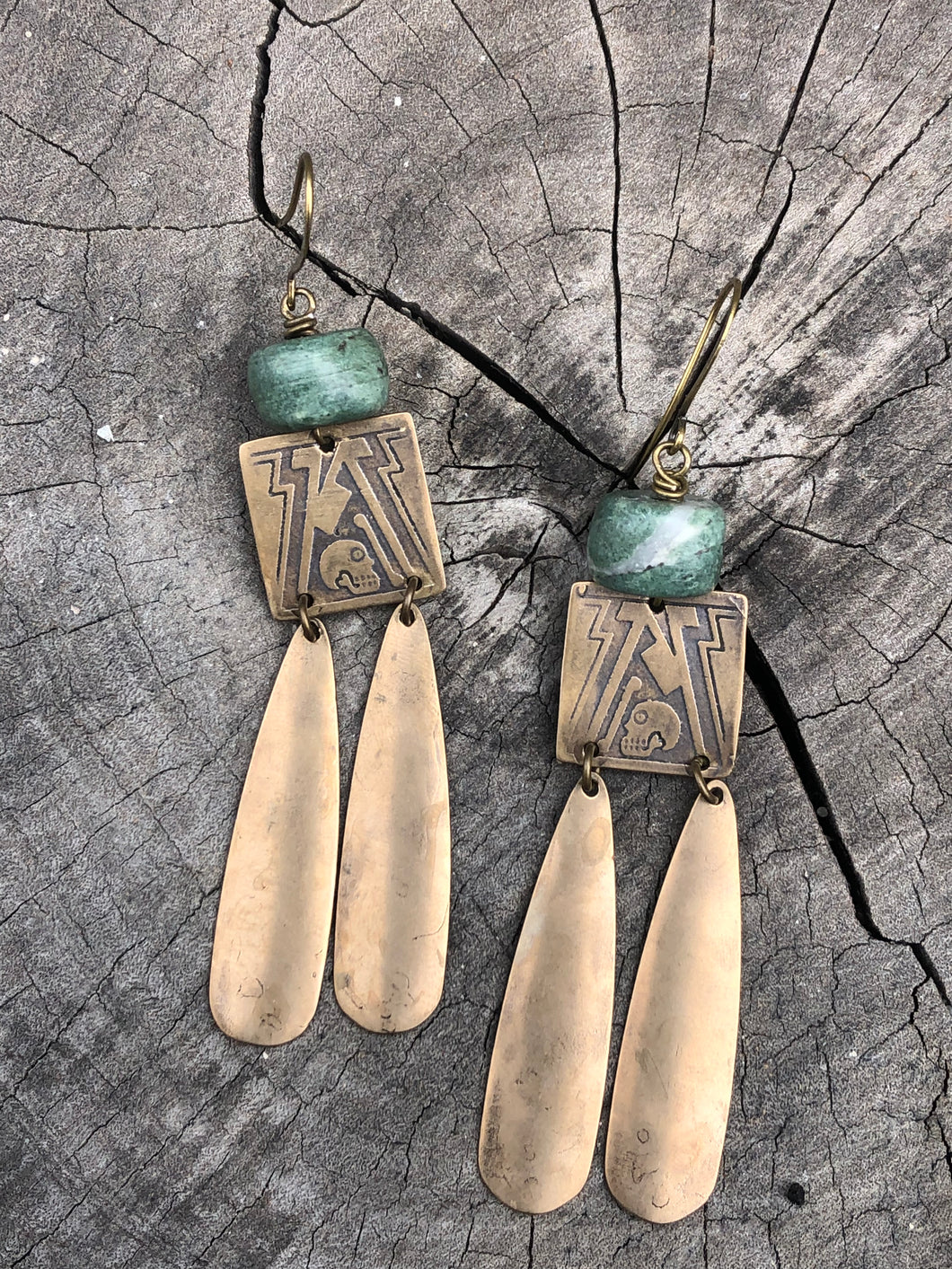 Jade & Bronze Mitla earrings